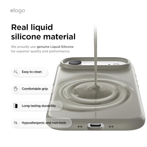 Image of elago for iPhone Air Case, Premium Magnetic Silicone Case, Compatible with MagSafe, Liquid Silicone Material, Protective Cover, Shockproof, Slim Phone, 6.5 inch (Medium Grey)