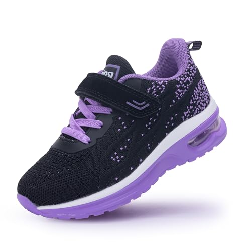 AiEles Boys Girls Shoes Kids Sneakers Tennis Running Athletic Shoes Breathable Sport Gym Walking Sneakers (Size7 Toddler BlackPurple)