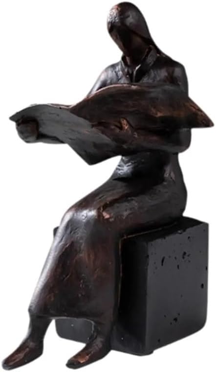 Bookend Support Reading Figurine Bookend Resin Book Reader Sculpture for Shelves Office Desk Bookends(Man)