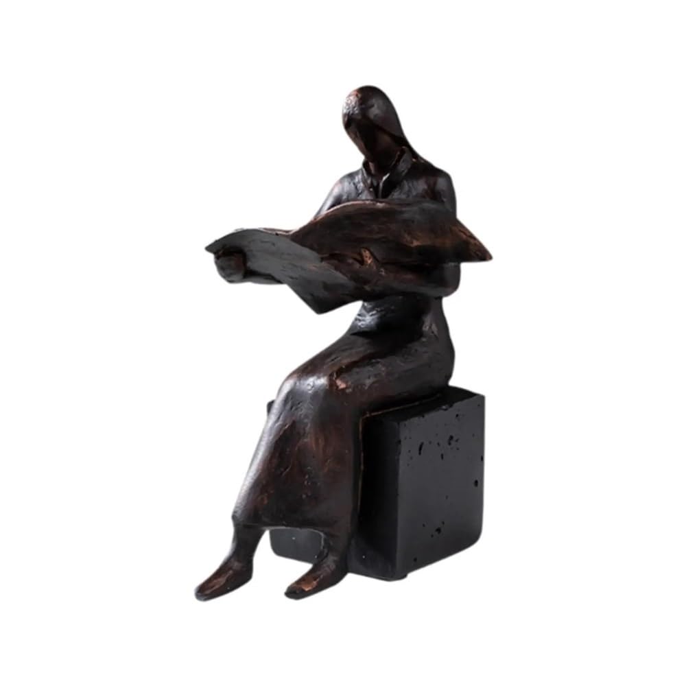 Reading Figurine Bookend Resin Book Reader Sculpture for Shelves Office Desk Bookends(Woman)