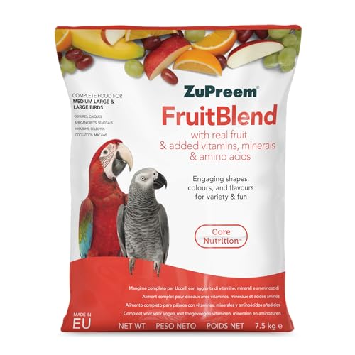 Zupreem Multifrutas Alimento para Aves de Compañía - Frutas y Vitaminas - Pienso para Pájaros Indicado para Loros, Guacamayos, Cacatúas, Caiques y Otros Pájaros Medios-Grandes y Grandes - 7,5 kg