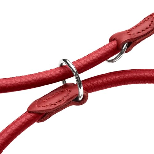 Hunter Verstellbare Hundeführleine Round & Soft Love, Farbe: rot, weiches Rindnappaleder, rundgelegt, 3-fache Verstellmöglichkeit, eingenähtes Herz, Handarbeit, Made in Germany, Größe: 6/200