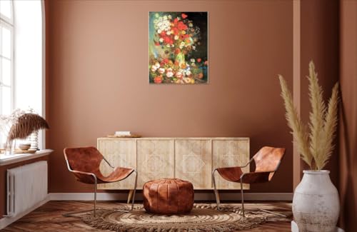 Toile Van Gogh vase avec bleuets coquelicots 76x101 cm pour salon - 4