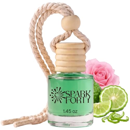 Image of Jasmine Car Perfume Car Air Freshener 30-Day Luxury Hanging Glass Diffuser, Perfume Gift for Men & Women, Rose & Citrus Long-Lasting Scent