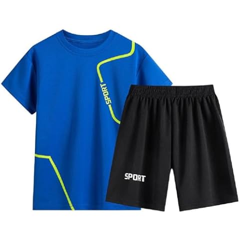 Motteecity Boys Sport Short Sleeve Tee and Short Set, Lightweight and Breathable Set 2-7T (Rainbow, 7T) Cover