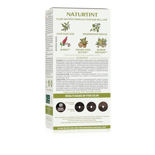 Naturtint 4N Natural Chestnut Permanent Hair Color (Pack of 1), Ammonia Free, Vegan, Cruelty Free, up to 100% Gray Coverage, Long Lasting Results (Packaging may vary)