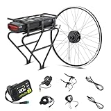 SHIMOST 28 Zoll 700C E-Bike Umbausatz Conversion Kit 36V250W Frontmotor mit Li-ion Gepäckhalterbatterie Akku Vorderrad, Controller, LCD Anzeige (28 Zoll Felge mit 13Ah Gepäckhalterbatterie)