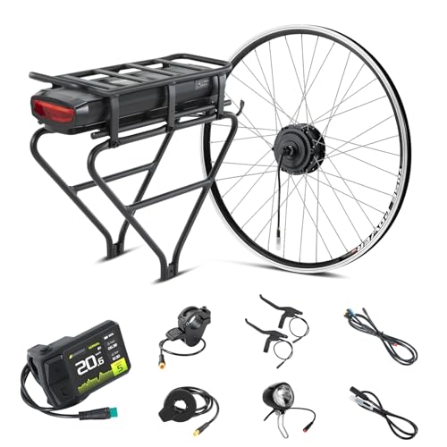 SHIMOST 28 Zoll 700C E-Bike Umbausatz Conversion Kit 36V250W Frontmotor mit Li-ion Gepäckhalterbatterie Akku Vorderrad, Controller, LCD Anzeige (28 Zoll Felge mit 13Ah Gepäckhalterbatterie)