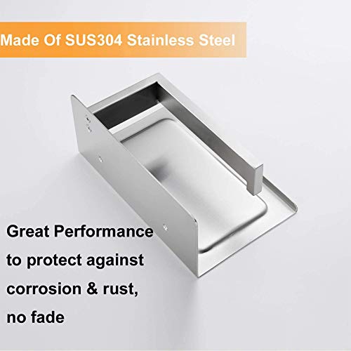 Nolimas Brushed Nickel Toilet Paper Holder With Shelf, Sus304 Stainless Steel Bathroom Square, Modern Anti Rust Wall Mounted Tissue Tp Roll Dispenser Plus Cell Mobile Phone Storage Rack #TOP3