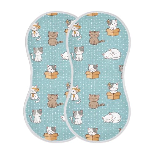 2 Pack Muslin Burp Cloths Cats Cute Cotton Baby Burp Cloths Extra Absorbent and Soft Spit Up Rags for Newborn Boys Girls, Large 22