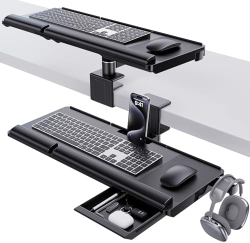Klearlook Upgraded Adjustable Keyboard Tray for Above Desk & Unde...