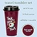 kate spade new york Reusable Coffee Cups with Lids, Travel Tumbler Set of 4, 16oz BPA-Free Plastic Cups with Lids, Coffee Mugs for Hot or Cold Drinks, Happy Hour