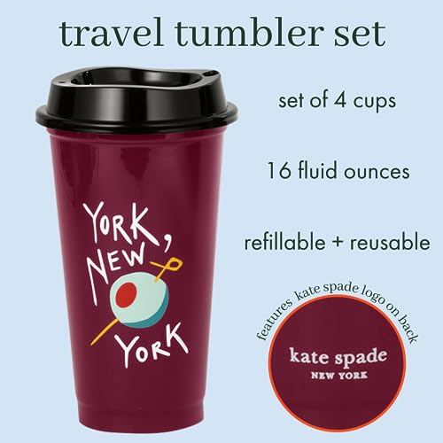 kate-spade-new-york-Reusable-Coffee-Cups-with-Lids-Travel-Tumbler-Set-of-4-16oz-BPA-Free-Plastic-Cups-with-Lids-Coffee-Mugs-for-Hot-or-Cold-Drinks-Happy-Hour kate spade new york Reusable Coffee Cups with Lids Travel Tumbler Set of 4 16oz BPA Free Plastic Cups with Lids Coffee Mugs for Hot or Cold Drinks Happy Hour