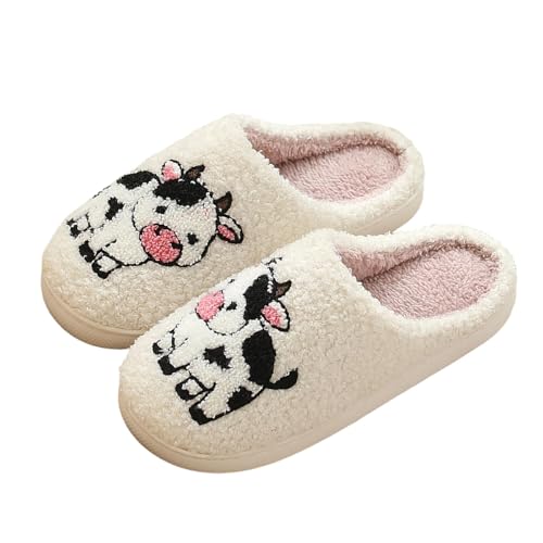 Animal Slippers for Women Comfortable Warm Open Toe Non Slip Cozy Home Slippers Couples Winter Cute Flat Shoes