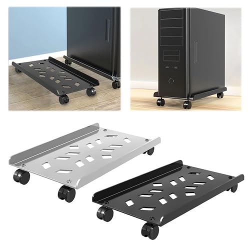 Holder CPU Steel Rolling Stand, soporte móvil para torre PC con ruedas bloqueables, soporte ventilado para CPU en piso para oficina en casa (Negro) miniatura 5