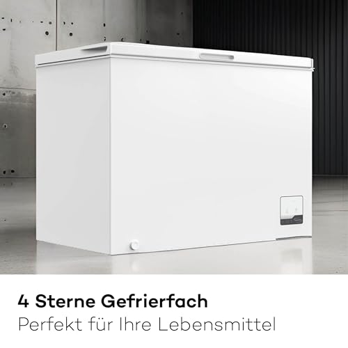 SCHOEPF – GT300S Gefriertruhe 299 L – Weiß – 83,5 x 112,5 x 61 cm – Energieklasse E – Schnellgefrieren – 41 dB – 231 kWh/Jahr – 4-Sterne-Kennzeichnung – Freistehend