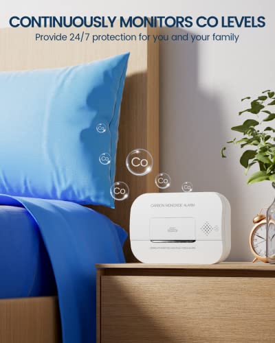 Ecoey Carbon Monoxide Detector, Replaceable Battery-Operated Co Detector With Human Alarm Sounds And Test Button, Carbon Monoxide Alarm For House And Bedroom, Fj127, 1 Pack #TOP2