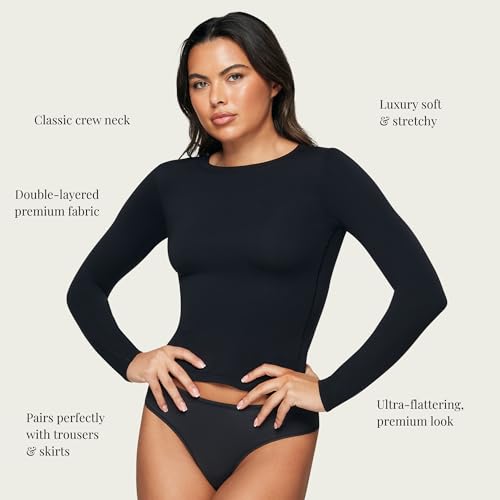 Women’s Long Sleeve Crew Neck Shirt – Double Lined Compression Top – Stretchy Layering Tee – Shapewear T Shirt2