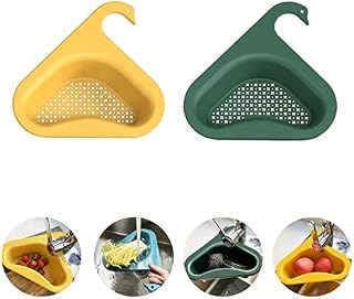 Multi-Functional Drain Sink Basket Swan Household Kitchen Food Draining Rack Triangular Sink Corner Strainers Filter Swan Hanging Filtering Drain Rack for Fruits and Vegetables