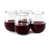 Whiskey2Wine Designs Stemless Wine Glasses - Unbreakable Clear Tritan Plastic for Wine or Cocktails – Dishwasher Safe - Set of 4 - 16oz - Great for Patio Pool Picnics Hot Tub Camping Boating Gifts