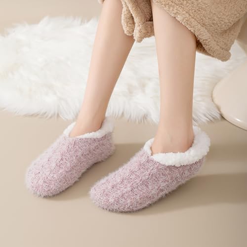 Image of Fluffy Fuzzy Slipper Socks with Grips for Women & Men for House | Unisex, Non-Slip, Thick Fleece Lined, Warm, Cozy, Sleeping, Winter, Cold Weather, Indoor Floor