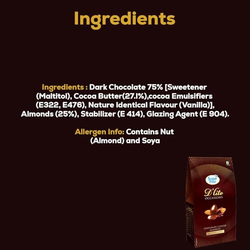 Image of Sugar Free D'Lite Chocolate Coated Almonds Gift Pack (100gm Pack with Rakhi)