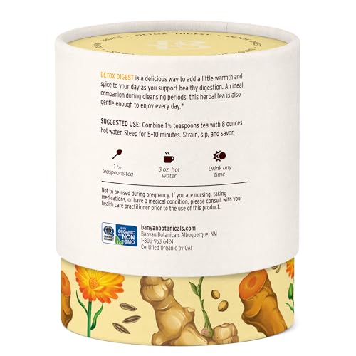 Banyan Botanicals Organic Detox Digest CCF Tea, 2 oz - Herbal Loose Leaf Tea with Turmeric & Ginger for Digestion & Cleansing - Non-GMO, Sustainably Sourced, Caffeine Free