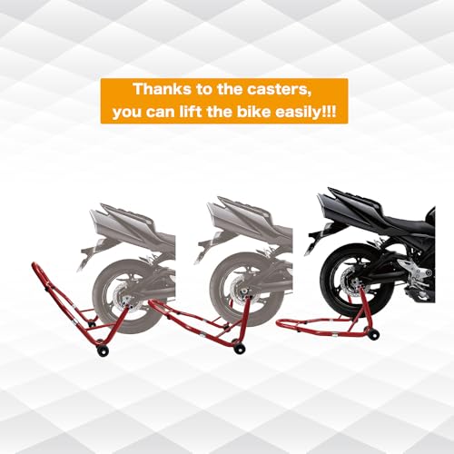 Wekuku Motorcycle Stand – Heavy-duty 850lb Rear Wheel Lift Swingarm Paddock Stand For Sport Bikes, Adjustable & Sturdy, Red Finish – Universal Fit