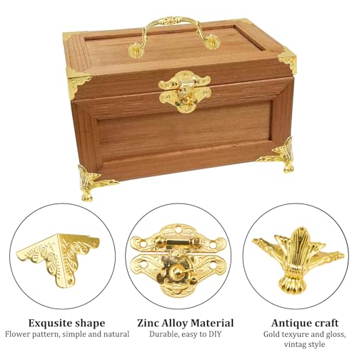 Charnières et poignée dorées pour boîte de rangement et boîte à bijoux rétro