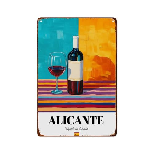 XIAJVS Alicante Wine Metal Sign 8x12 Wall Decor