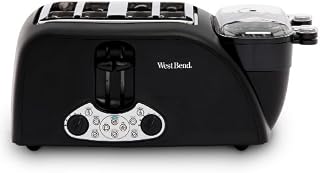 West Bend TEM4500W Egg & Muffin Toaster, 4-Slice, Black