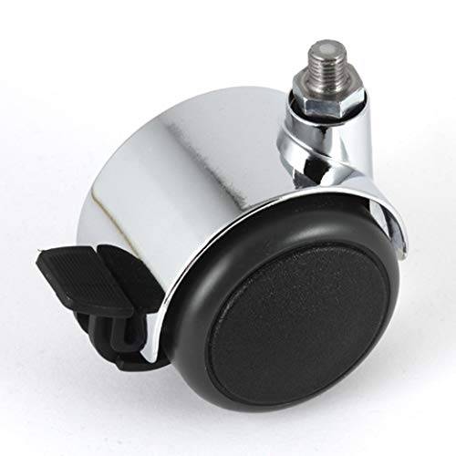 Möbelrolle gebremst Chrom 50 mm Gewindestift M8 passend für USM Haller Möbel mit PU-Bereifung grau spurlos für harte Böden Hartbodenrolle mit Bremse Radfeststeller