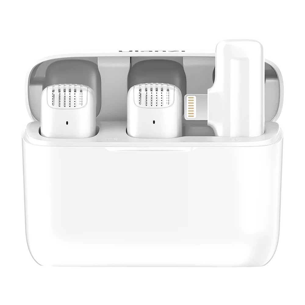 HollyWave Microfone Sem Fio J12 com Conector Lightning, Lapela, para Ios, Cor Branco,