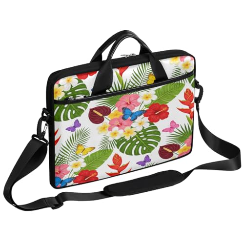 Maletín para laptop con estampado Tropical Flower Butterfly 15 pulgadas