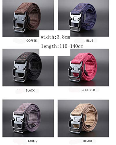 Andongnywell Canvas Web Belt Long Double Ring Belts for Men Women with Metal Buckle Casual Sports Webbing Belt2