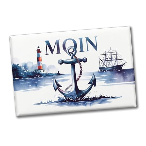 Anker Moin Souvenir Souvenir Magnet mit Nordsee Aquarell...