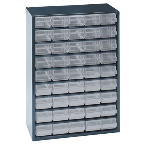 raaco Kleinteilemagazin C9-45 mit 45 Schubladen, Tragkraft 30 kg, 15 x 30.6 x 41.7 cm, geeignet für Wandmontage, Schraubenregal für Kleinteile für Werkstatt Ordnungssystem