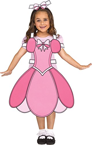 Fun World Paper Doll Costume, Medium 8-10, Multicolor
