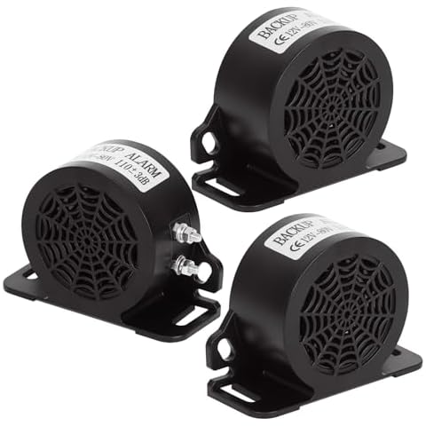 MIRKOO Car Back-up Alarm, 110dB 12V-80V DC Waterproof Industrial Heavy-duty Backup Reverse Warning Alarm with Super Loud Beeper Tone for Truck Van Freight Car Lorry Heavy Vehicles(3-PACK) Cover