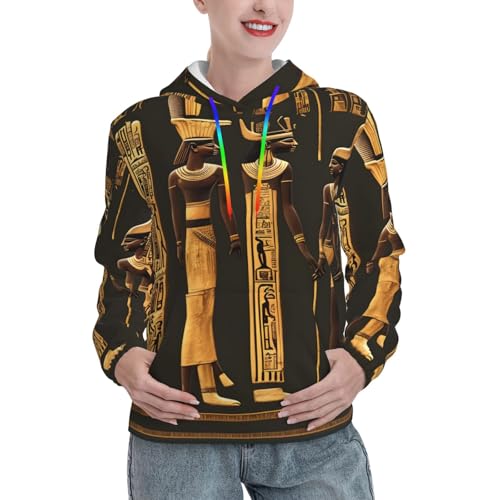 Sweat à capuche femme égyptien pull ajusté polyvalent avec poche