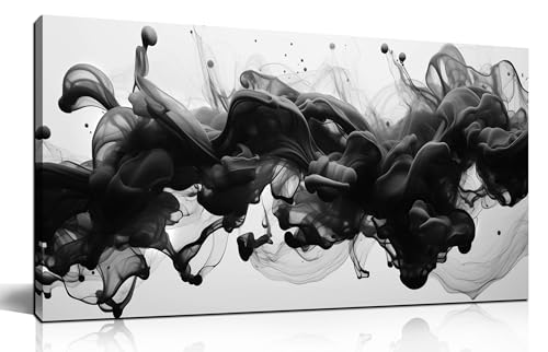 Abstract Black Wall Art for Living Room, Neutral Black and