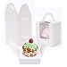 SNAGAROG 25 Pezzi Scatole per Cupcake Scatole per Muffin Scatole per Torte Scatole per Pasticcini Cartone per Torte Scatole Contenitori Cupcake per Crostate per Dolcetti Biscotti e Pasticcini(Bianco)