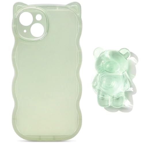 ZENIX DESIGN TECH iPhone 15�p�X�}�z�P�[�X �O���b�v�t���P�[�X �X�^���h �L�� �˂� �E�F�[�u �N���A ZX-mimico (�O���[��, iPhone 15)