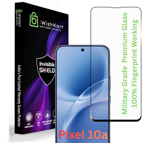 Image of Military Grade compatible with Google Pixel 10a 5G Tempered Glass [60 Days Warranty] screen protector guard Full Edge to Edge 9H Full Glue FHD with Easy Installation kit | 6.3