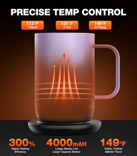 Image of Kepwam Self-Heating Coffee Mug T1, 16oz Rechargeable Heated Coffee Mug, Smart Coffee Warmer Mug with App-Controlled,Advanced Temperature-Controlled Heating Coffee Gifts for Women Men Coffee Lover