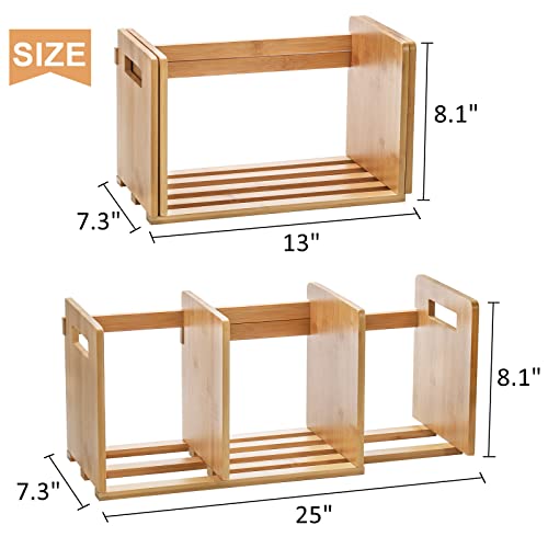 Zoofox ZO-EXPANDABLEDESKTOPBOOKSHELF-BAM Bamboo Desktop Bookshelf, Expandable Desktop Organizer, Small Display Shelf Book Rack For Office Supplies thumb #2