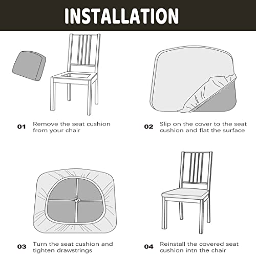 Sonnach Waterproof Chair Seat Cover For Dining Room Chairs Removable Washable Upholstered Chair Seat Protectors Water Resistant Decorative Chair Cushion Slipcovers (Black, 4) #TOP5