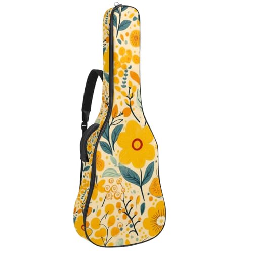 Sac de guitare pour vos déplacements quotidiens housse imperméable à fleurs jaunes