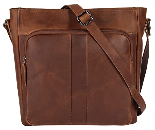 Cluty Umhängetasche echt Leder Damen | Handtasche, Crossbody Bag, Messenger Bag, Ledertasche mit Reißverschluss, Smartphonefach | 021709