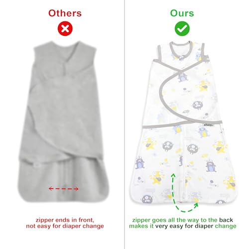 Image of Organic swaddle sleep sack 3-6 months, Easy Zipper Swaddle, Breathable 100% Cotton, 3-Way transitional sleep sack